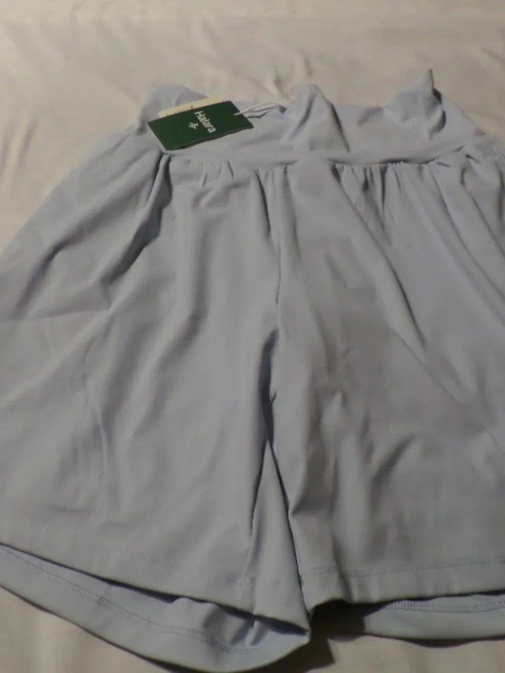Halara Light Blue High Waisted, Built in Briefs Wide Leg Shorts – L -NWT